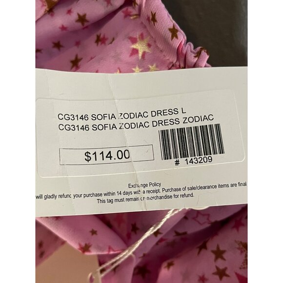 Buddy Love Sofia Zodiac One-Shoulder Ruffled Dress‎ L Pink & Gold Stars - Picture 2 of 6